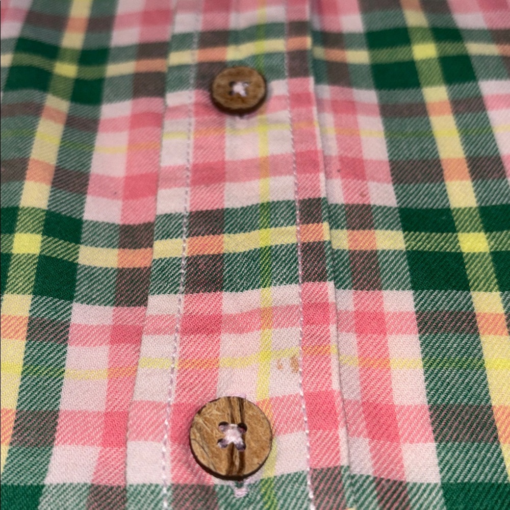 Vintage 1946 Preppy Plaid Button-Up Shirt Tropical Green Charleston Pink Lrg EUC - Picture 6 of 13